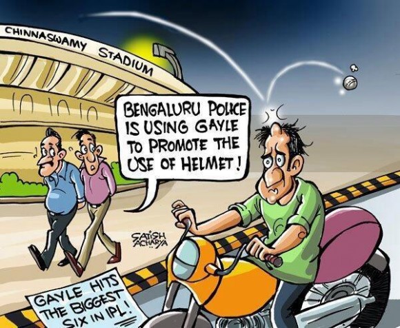 Bangalore Police to ask Chris Gayle to help them promote use of helmet....LOL