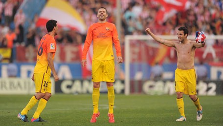 Barca celebrate title with Atletico comeback win