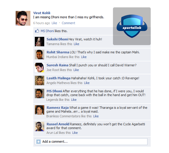 Virat Kohli is missing MS Dhoni - Fake FB Wall