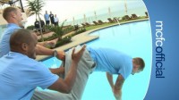 GUIDETTI HITS THE POOL: Guidetti soaked during interview