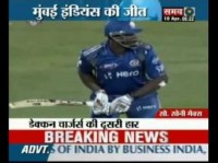Rohit Sharma last ball six ensures Mumbai Indian victory