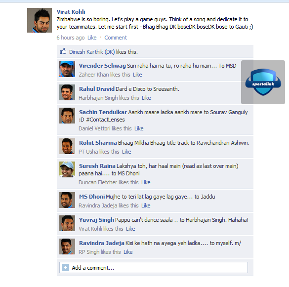 Virat Kohli - Favorite Song - Fake FB Wall :P