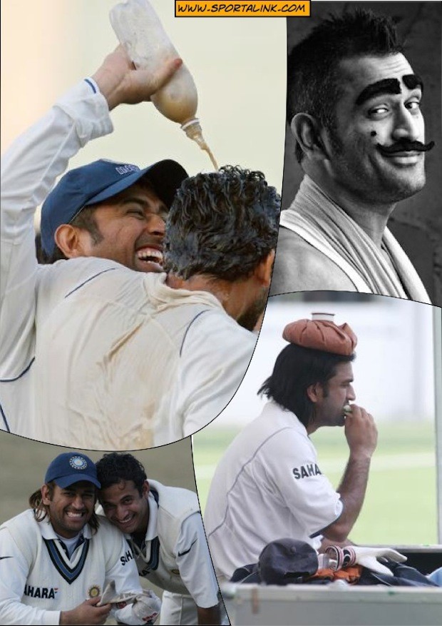 Dhoni having some fun with his team-mates :)