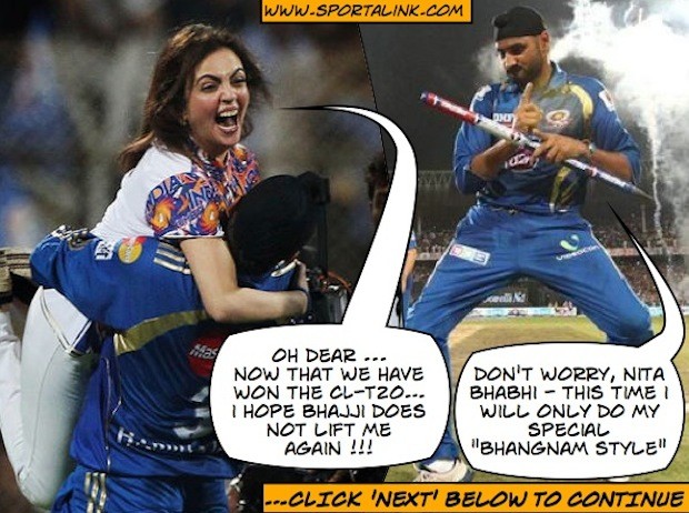 How Nita Ambani and Harbhajan celebrate CLT20