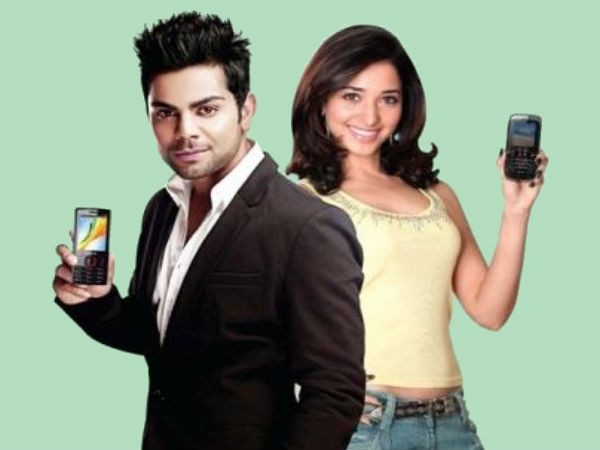 Virat Kohli and Tamanna promoting Celkon Mobile