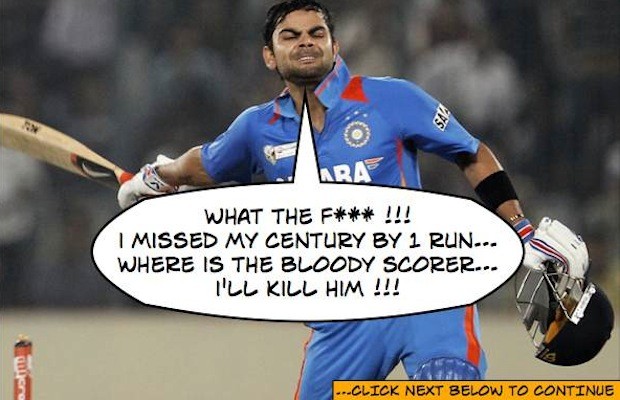 Virat Kohli misses his Century by 1 RUN
