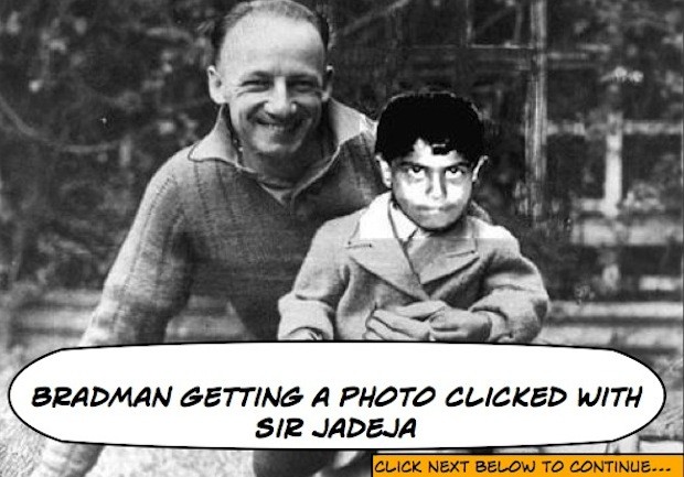 Bradman getting a photo clicked with Sir Jadeja