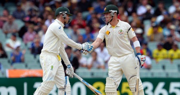 Day 2 at The Adelaide Oval :  Clarke and Haddin centuries leave England in a hole