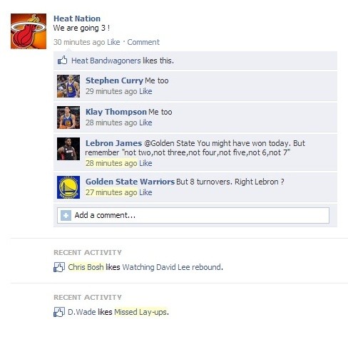 Fake Facebook Wall : Heat vs Golden State